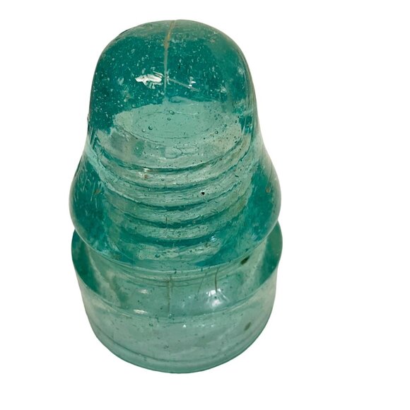 Vintage Hemingray Glass Insulator Aqua Blue Bell Shaped Collectible 4" - Picture 4 of 5
